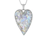 32x22mm Roman Glass Sterling Silver Elongated Heart Pendant With 18" Box Chain