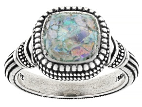 Roman Glass Sterling Silver Ring, 8mm