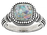 Roman Glass Sterling Silver Ring, 8mm