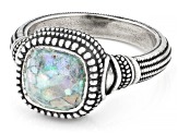 Roman Glass Sterling Silver Ring, 8mm