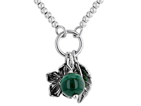 Malachite Sterling Silver Flower & Leaf Charm Necklace