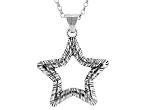 Sterling Silver Star Pendant With 18" Cable Chain