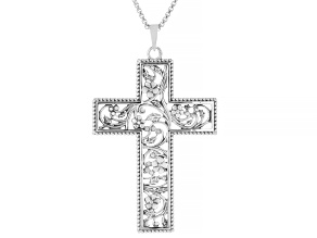 Sterling Silver Lace Cross Pendant With 18"L Box Chain