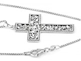 Sterling Silver Lace Cross Pendant With 18"L Box Chain