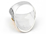 Two Tone Sterling Silver & 14K Gold Over Silver Cross Ring