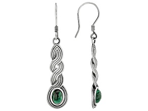 Malachite Sterling Silver Earrings, 6x4mm