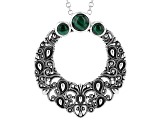 Malachite Sterling Silver Lace Pendant With 18"L Cable Chain, 4 & 6mm