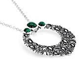 Malachite Sterling Silver Lace Pendant With 18"L Cable Chain, 4 & 6mm
