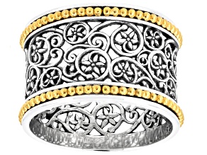 Two-Tone Sterling Silver & 14K Gold Over Silver Lace Band Ring