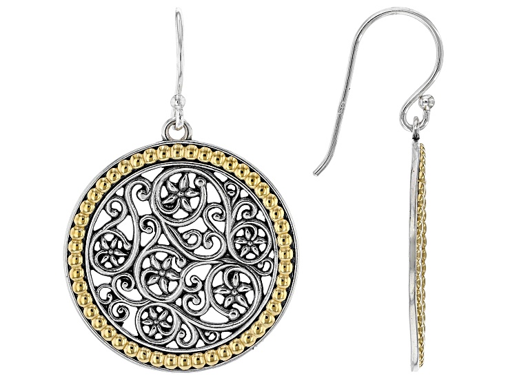 Two-Tone Sterling Silver & 14K Gold Over Silver Lace Earrings