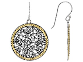 Two-Tone Sterling Silver & 14K Gold Over Silver Lace Earrings