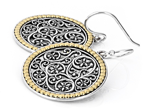 Two-Tone Sterling Silver & 14K Gold Over Silver Lace Earrings