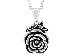Sterling Silver Rose Pendant With 18"L Cable Chain