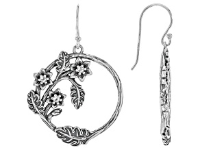 White Topaz Sterling Silver Floral Earrings, 0.24ctw