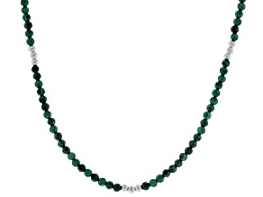 Malachite Sterling Silver Beaded Necklace, 3mm