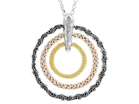 Sterling Silver, 14K Gold Over Silver, Rose Gold Over Silver Pendant With 18"L Cable Chain