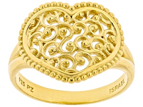 14K Gold Over Sterling Silver Lace Heart Ring
