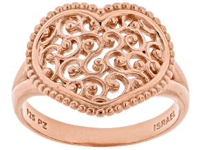14K Rose Gold Over Sterling Silver Lace Heart Ring