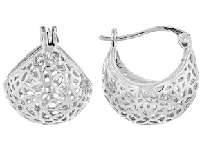 Silver Sterling Floral Lace Huggie Earring