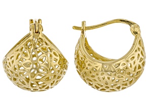 14K Gold Over Silver Sterling Floral Lace Huggie Earring