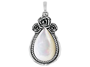 Mother-of-Pearl Sterling Silver Rose Pendant With Chain