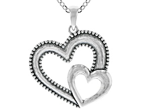 Sterling Silver Mother & Child Heart Pendant With 18"L Chain
