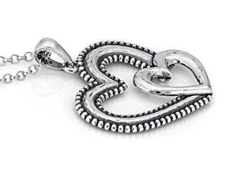 Sterling Silver Mother & Child Heart Pendant With 18"L Chain