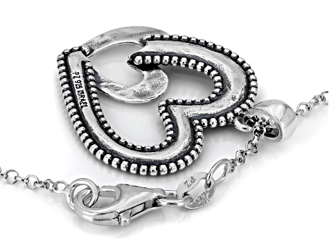 Sterling Silver Mother & Child Heart Pendant With 18"L Chain