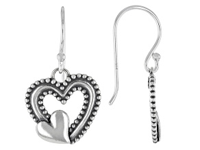 Sterling Silver Mother & Child Heart Earrings