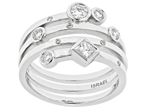 White Lab Grown Diamond Sterling Silver Spiral Ring, 0.50ctw
