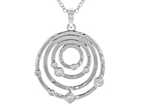 Lab Grown Diamond Sterling Silver Pendant With 18"L Cable Chain, 0.50ctw