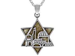 Jerusalem Stone Sterling Silver Star of David Pendant With 18"L Chain