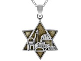 Jerusalem Stone Sterling Silver Star of David Pendant With 18"L Chain