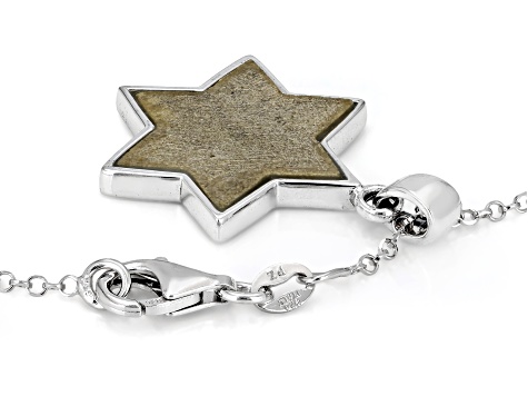 Jerusalem Stone Sterling Silver Star of David Pendant With 18"L Chain