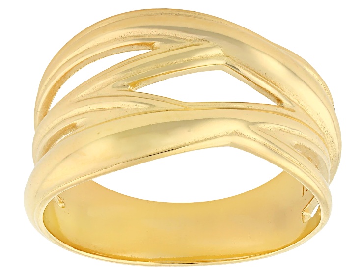 Artisan Collection of Israelâ„¢ 14K Yellow Gold Over Sterling Silver Criss Cross Simple Statement Ring
