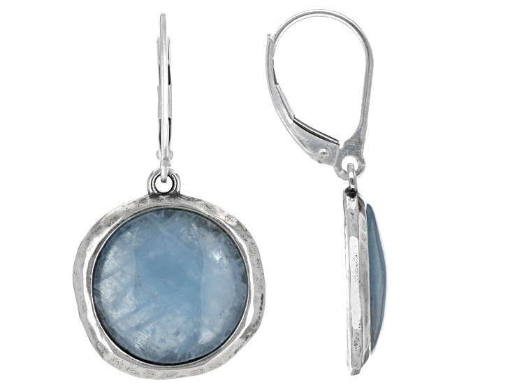 Artisan Collection of Israelâ„¢14mm Dreamy Aquamarine Sterling Silver Earrings With Leverbackings