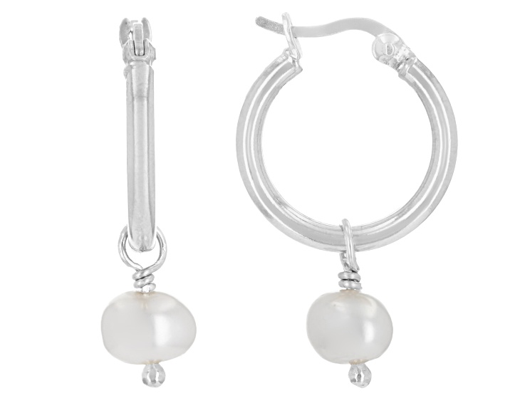Artisan Collection of Israelâ„¢ Sterling Silver 7mm Cultured Freshwater Pearl Huggie Drop Earring