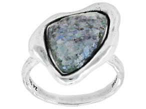 Artisan Collection of Israel™ 15x10mm Sterling Silver Free-form Roman Glass Ring