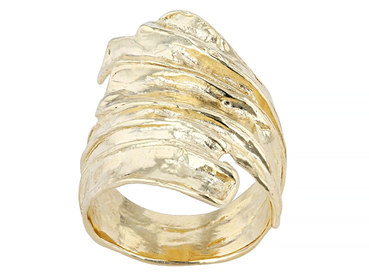 14k Yellow Gold Over Sterling Silver Textured Wrap Ring