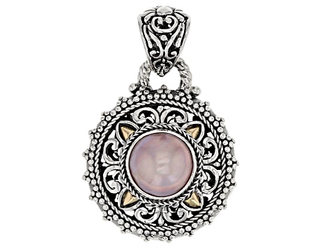 Pearl Mabe Silver And 18kt Gold Pendant