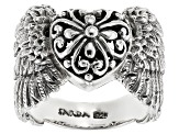 Sterling Silver Angel Wings Heart Ring