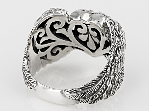 Sterling Silver Angel Wings Heart Ring