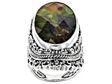 Multi-Color Mosaic Ammolite Triplet Silver Ring