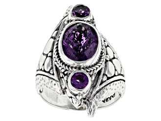 Purple Amethyst Silver Ring 2.64ctw