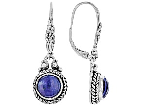 Blue Lapis Lazuli Triplet Silver Earrings