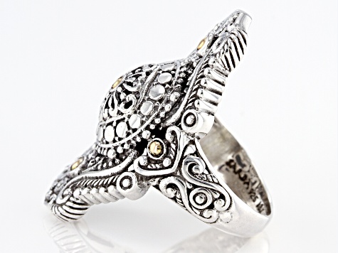 Sterling Silver And 18k Gold Accent Ring