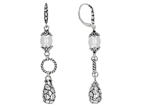 White Cultured Freshwater Pearl Silver Dangle Earrings