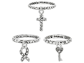 Sterling Silver "Great Love" Stackable Set of 3 Rings