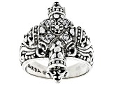 White Zircon Sterling Silver "Flawless Glory" Cross Ring