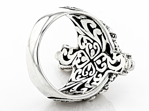 White Zircon Sterling Silver "Flawless Glory" Cross Ring